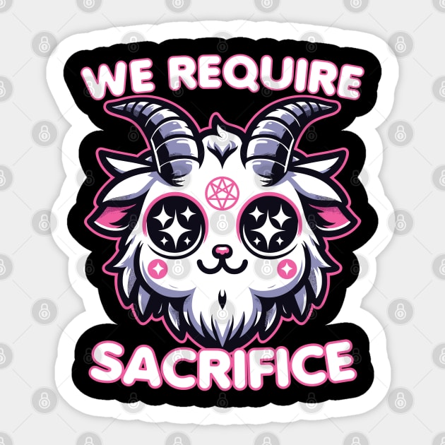 Cute Kawaii Style Baphomet We Require Sacrifice Baphomet Sticker by belownormal